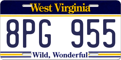 WV license plate 8PG955