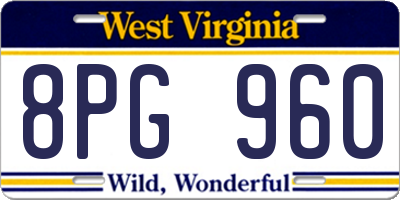 WV license plate 8PG960