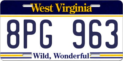 WV license plate 8PG963