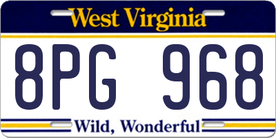WV license plate 8PG968