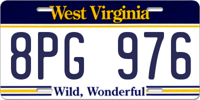 WV license plate 8PG976