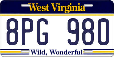 WV license plate 8PG980