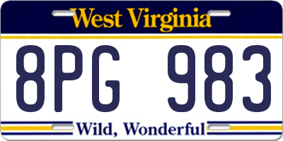 WV license plate 8PG983