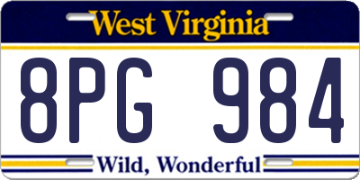 WV license plate 8PG984