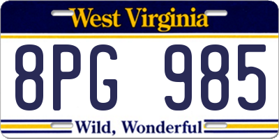 WV license plate 8PG985