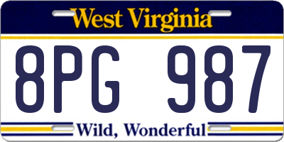 WV license plate 8PG987