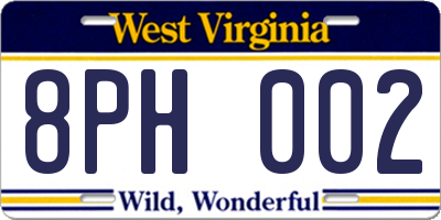 WV license plate 8PH002