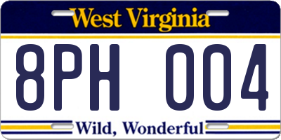 WV license plate 8PH004