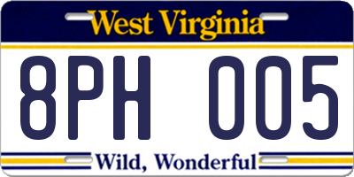 WV license plate 8PH005