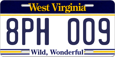 WV license plate 8PH009