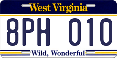 WV license plate 8PH010