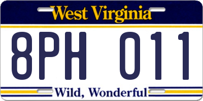 WV license plate 8PH011