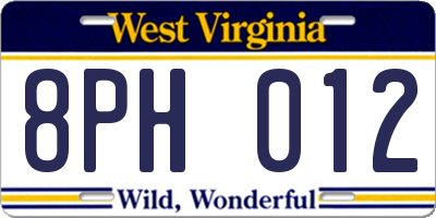 WV license plate 8PH012