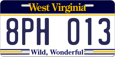WV license plate 8PH013
