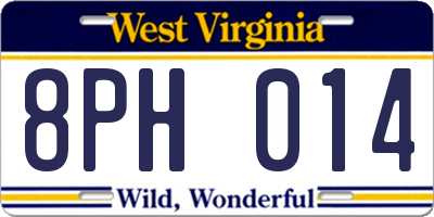 WV license plate 8PH014