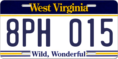 WV license plate 8PH015