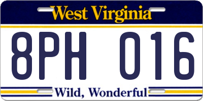 WV license plate 8PH016