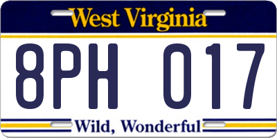 WV license plate 8PH017