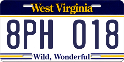 WV license plate 8PH018