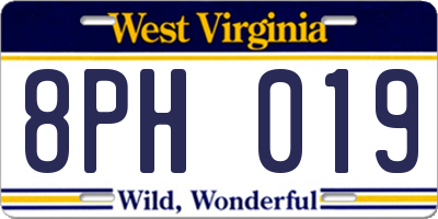 WV license plate 8PH019