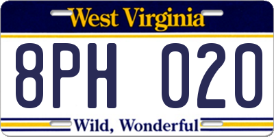 WV license plate 8PH020