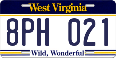 WV license plate 8PH021