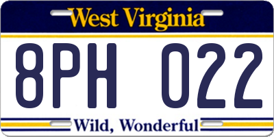 WV license plate 8PH022
