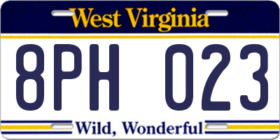 WV license plate 8PH023