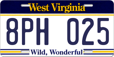 WV license plate 8PH025