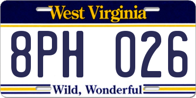 WV license plate 8PH026