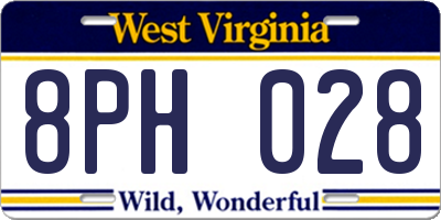 WV license plate 8PH028