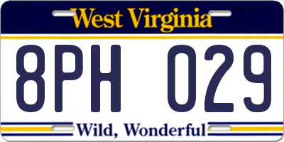 WV license plate 8PH029
