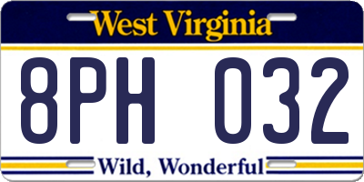 WV license plate 8PH032