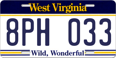 WV license plate 8PH033