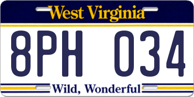 WV license plate 8PH034