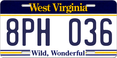WV license plate 8PH036