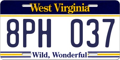 WV license plate 8PH037