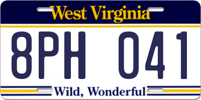 WV license plate 8PH041