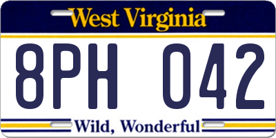 WV license plate 8PH042