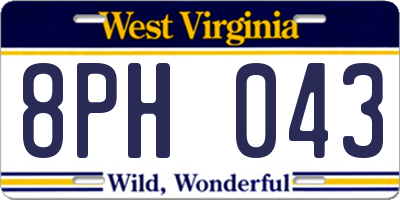 WV license plate 8PH043