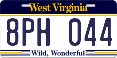 WV license plate 8PH044
