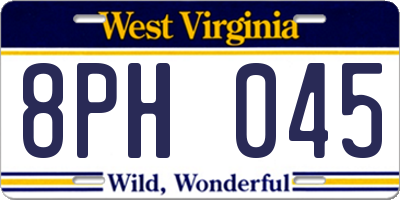 WV license plate 8PH045