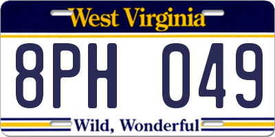 WV license plate 8PH049