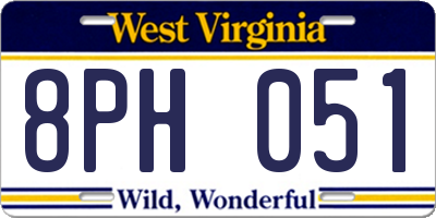 WV license plate 8PH051