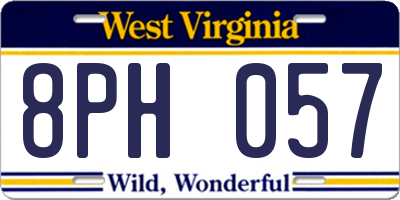 WV license plate 8PH057
