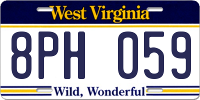 WV license plate 8PH059
