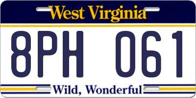 WV license plate 8PH061