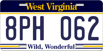 WV license plate 8PH062
