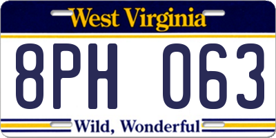 WV license plate 8PH063