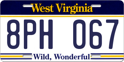 WV license plate 8PH067